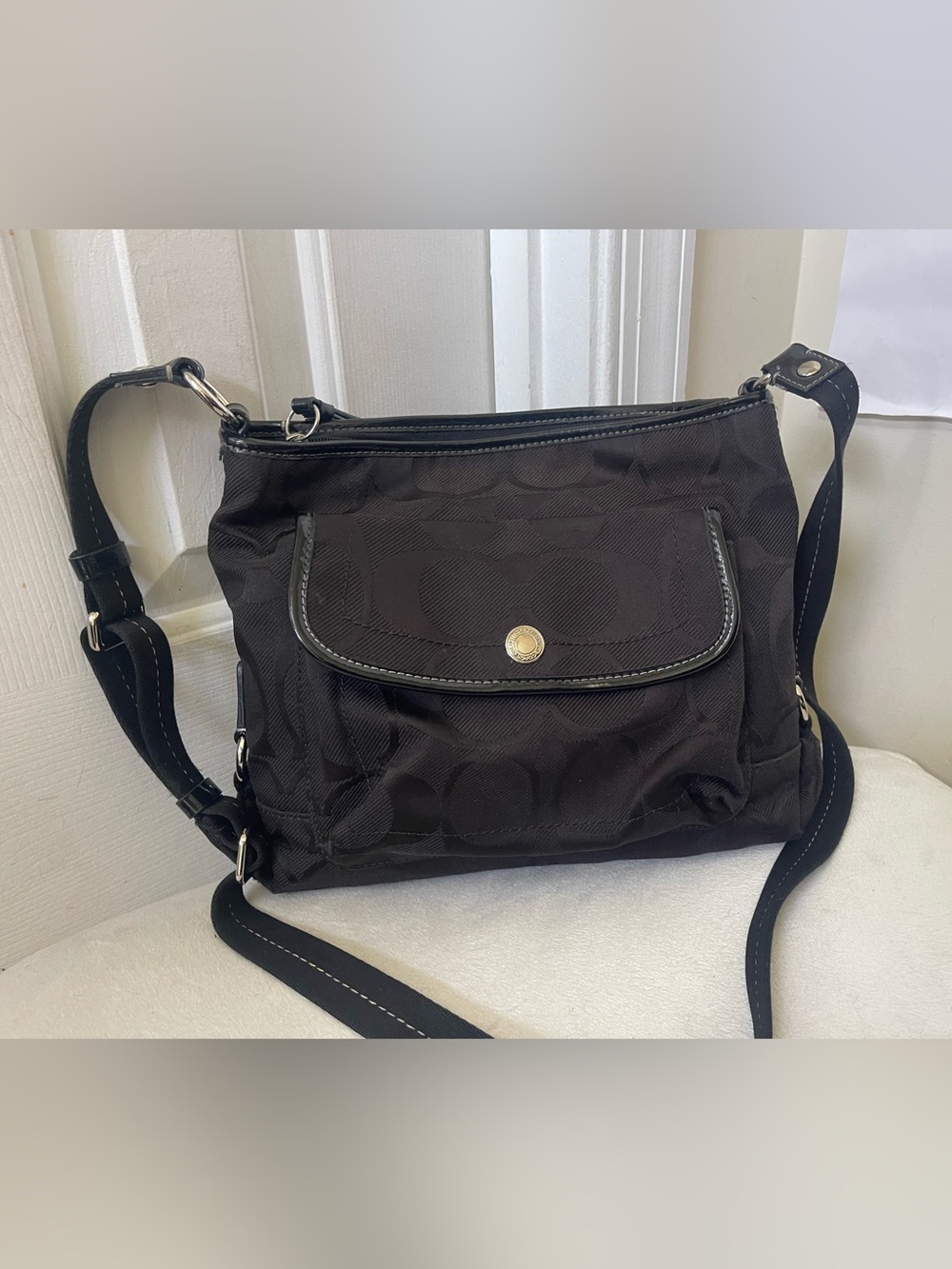 Coach Black Signature Crossbody with Front Flap